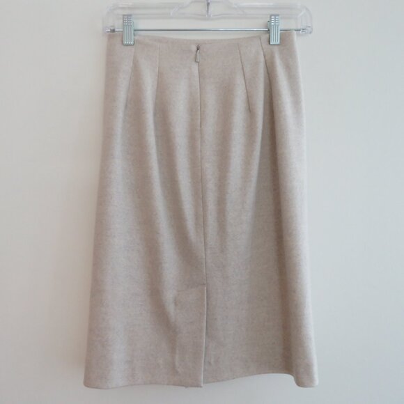 MAXMARA Cream Ecru Bone 100% Wool Two Tone Classic Pencil Skirt Sz EU 36 / US 4 - Picture 8 of 15